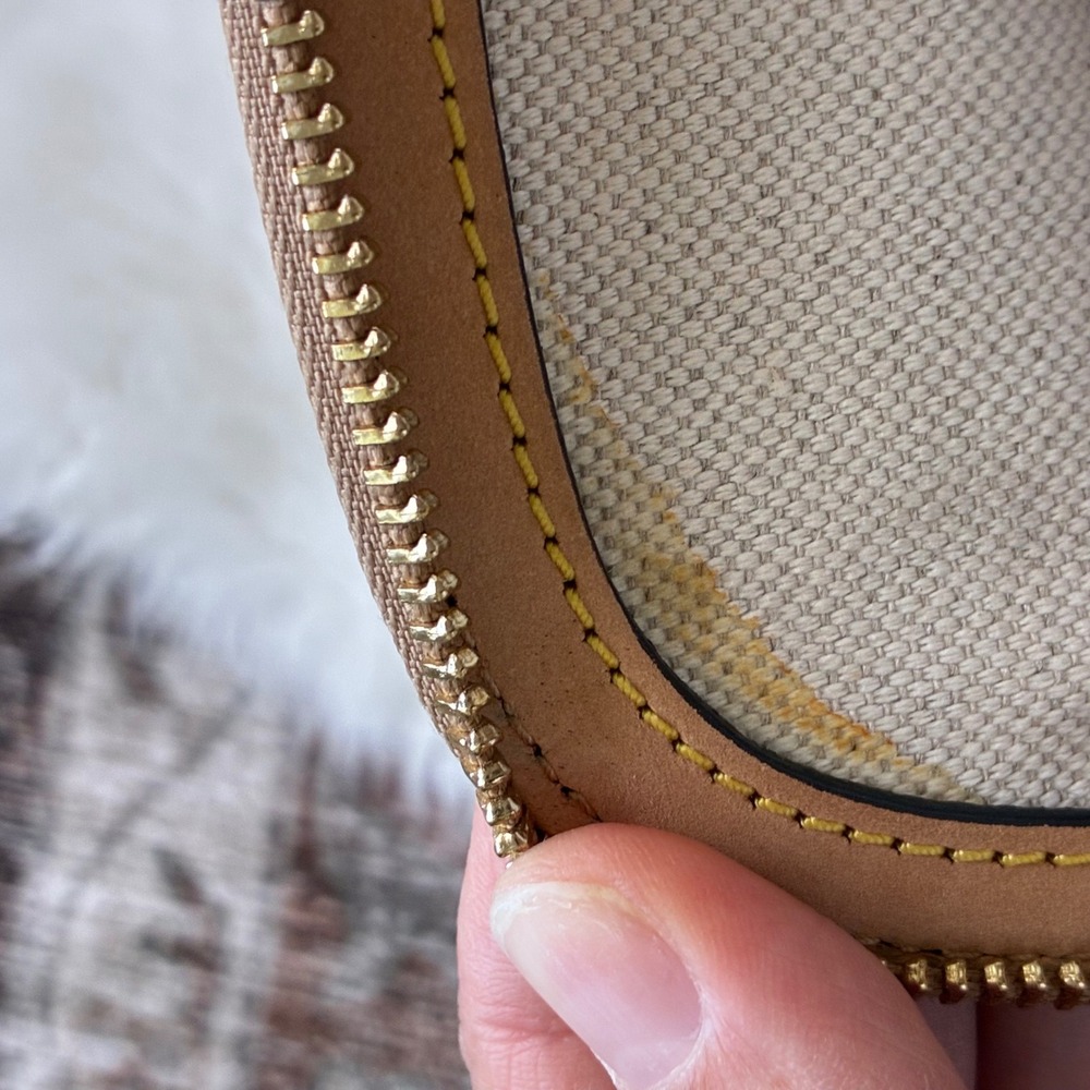 Dooney & Bourke Monogram Cream Tan Leather Trim Gold hardware Backpack Bag - Picture 16 of 16